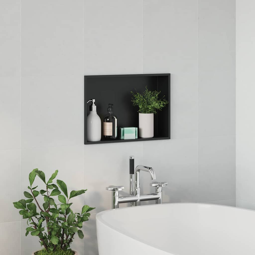 vidaXL Shower Niche Black 45 x 30 x 9.5 cm Stainless Steel