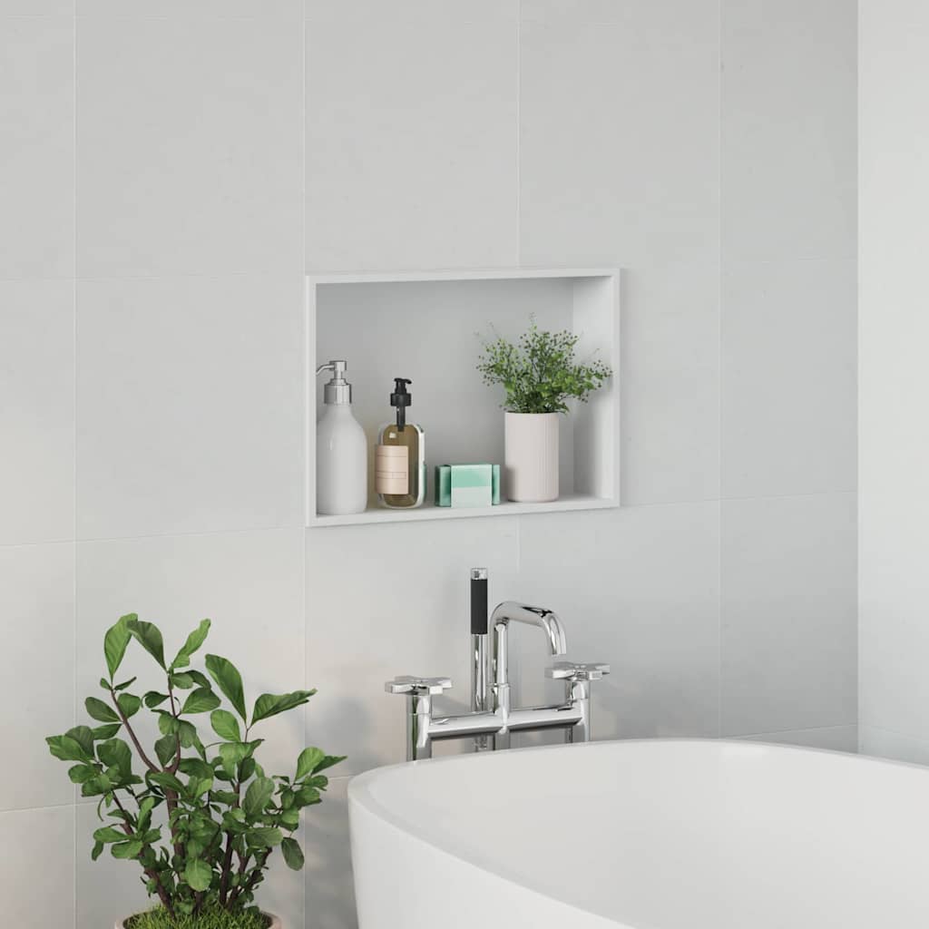 vidaXL Shower Niche White 45 x 30 x 9.5 cm Stainless Steel