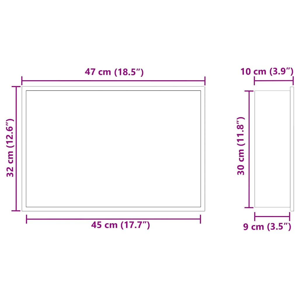 vidaXL Shower Niche Silver 45 x 30 x 9.5 cm Stainless Steel