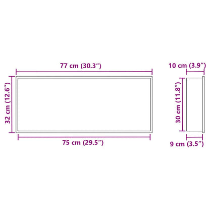 vidaXL Shower Niche Black 75 x 30 x 9.5 cm Stainless Steel