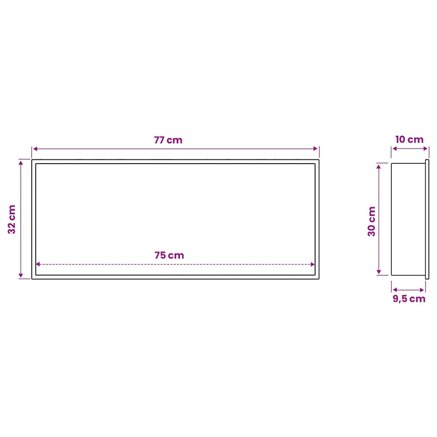 vidaXL Shower Niche White 75 x 30 x 9.5 cm Stainless Steel