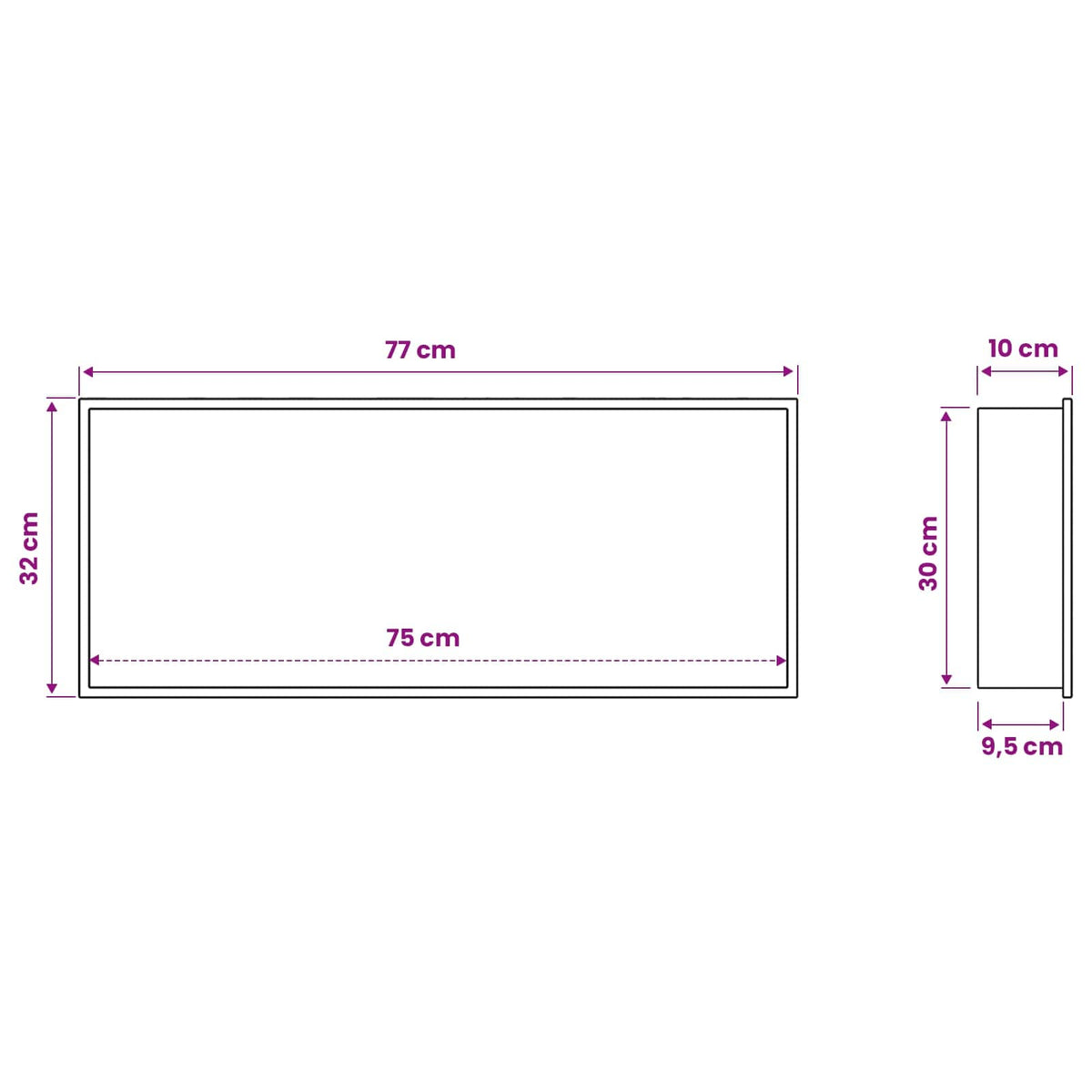 vidaXL Shower Niche Silver 75 x 30 x 9.5 cm Stainless Steel