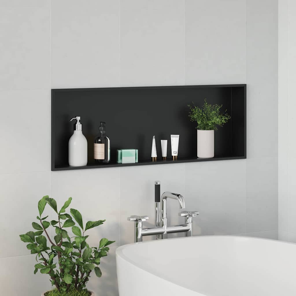 vidaXL Shower Niche Black 90 x 30 x 9.5 cm Stainless Steel