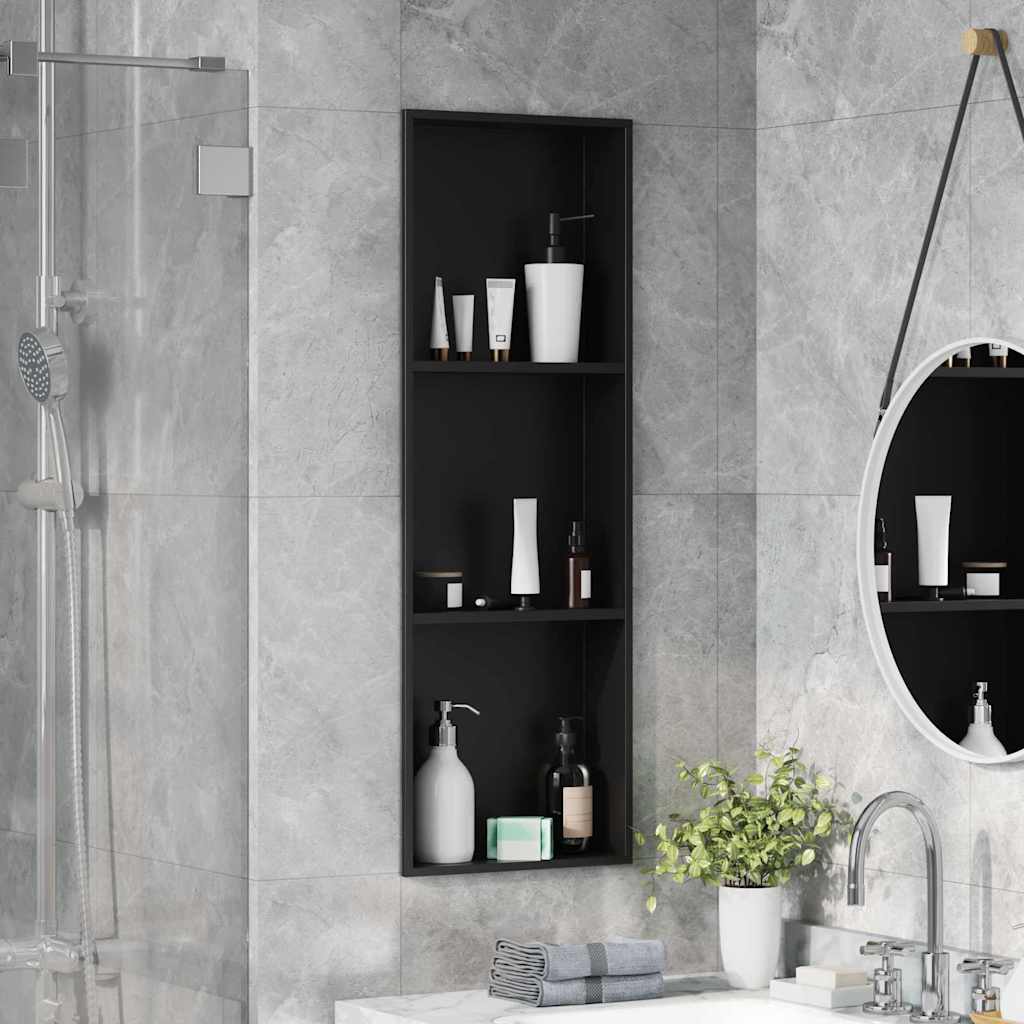 vidaXL Shower Niche Black 92 x 32 x 10 cm Stainless Steel