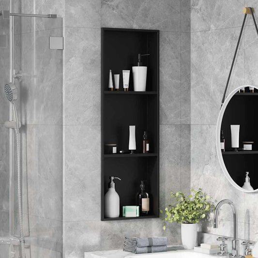 vidaXL Shower Niche Black 92 x 32 x 10 cm Stainless Steel