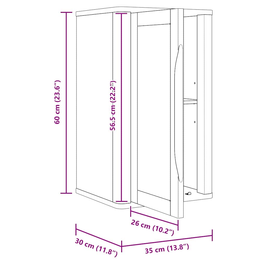 vidaXL Bathroom Wall Cabinet with Shelf FLORO White 35 x 30 x 60 cm