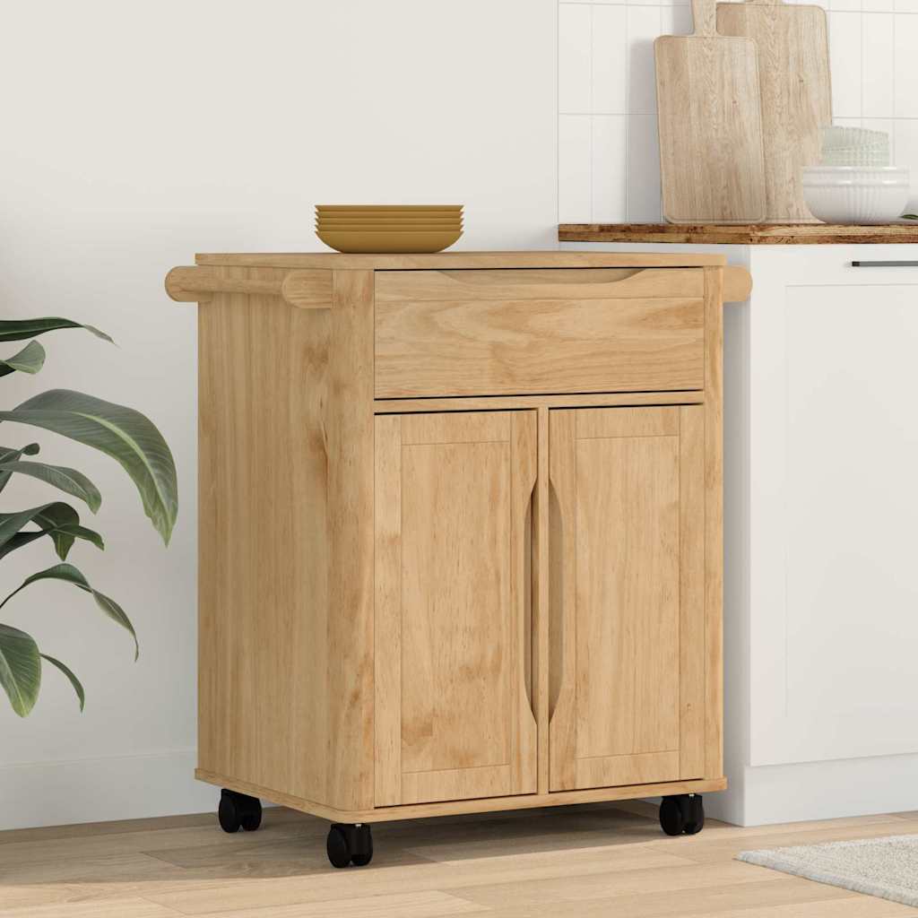 vidaXL Kitchen Trolley FLORO Wax Brown 72.5 x 45 x 80 cm