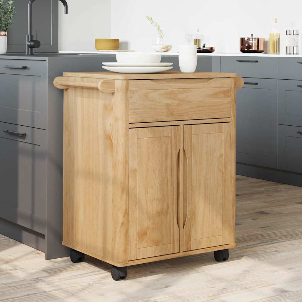 vidaXL Kitchen Trolley FLORO Wax Brown 72.5 x 45 x 80 cm
