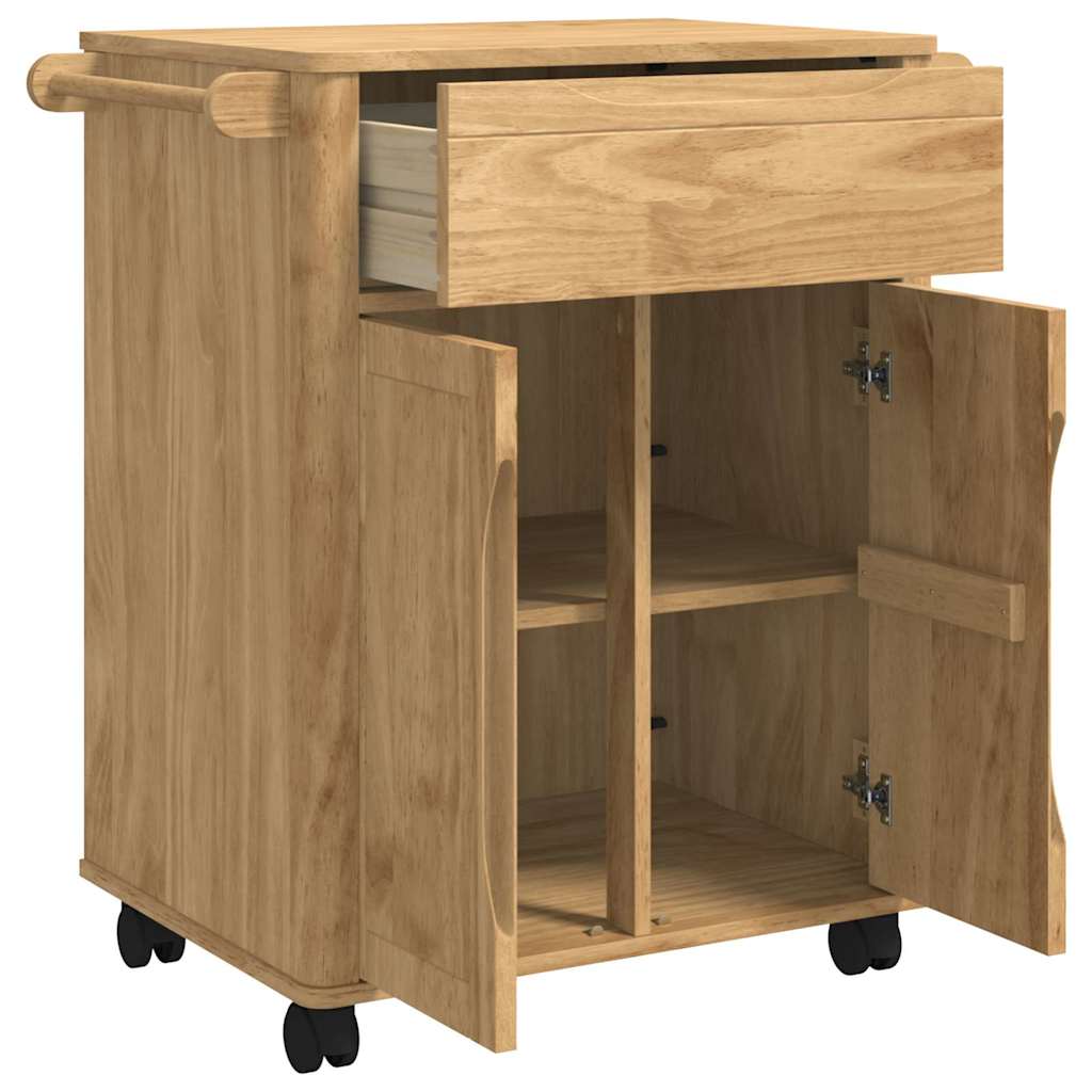 vidaXL Kitchen Trolley FLORO Wax Brown 72.5 x 45 x 80 cm
