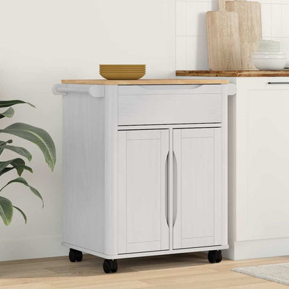 vidaXL Kitchen Trolley FLORO White 72.5 x 45 x 80 cm Solid Pine Wood