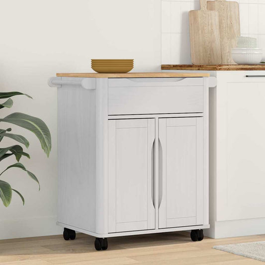 vidaXL Kitchen Trolley FLORO White 72.5 x 45 x 80 cm Solid Pine Wood