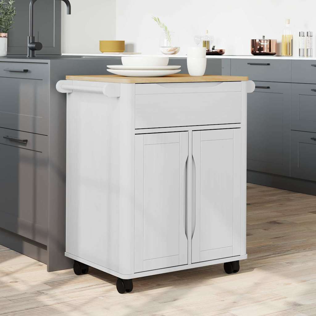 vidaXL Kitchen Trolley FLORO White 72.5 x 45 x 80 cm Solid Pine Wood