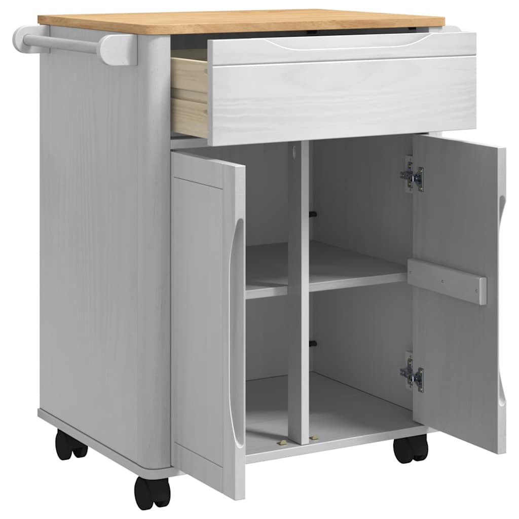 vidaXL Kitchen Trolley FLORO White 72.5 x 45 x 80 cm Solid Pine Wood