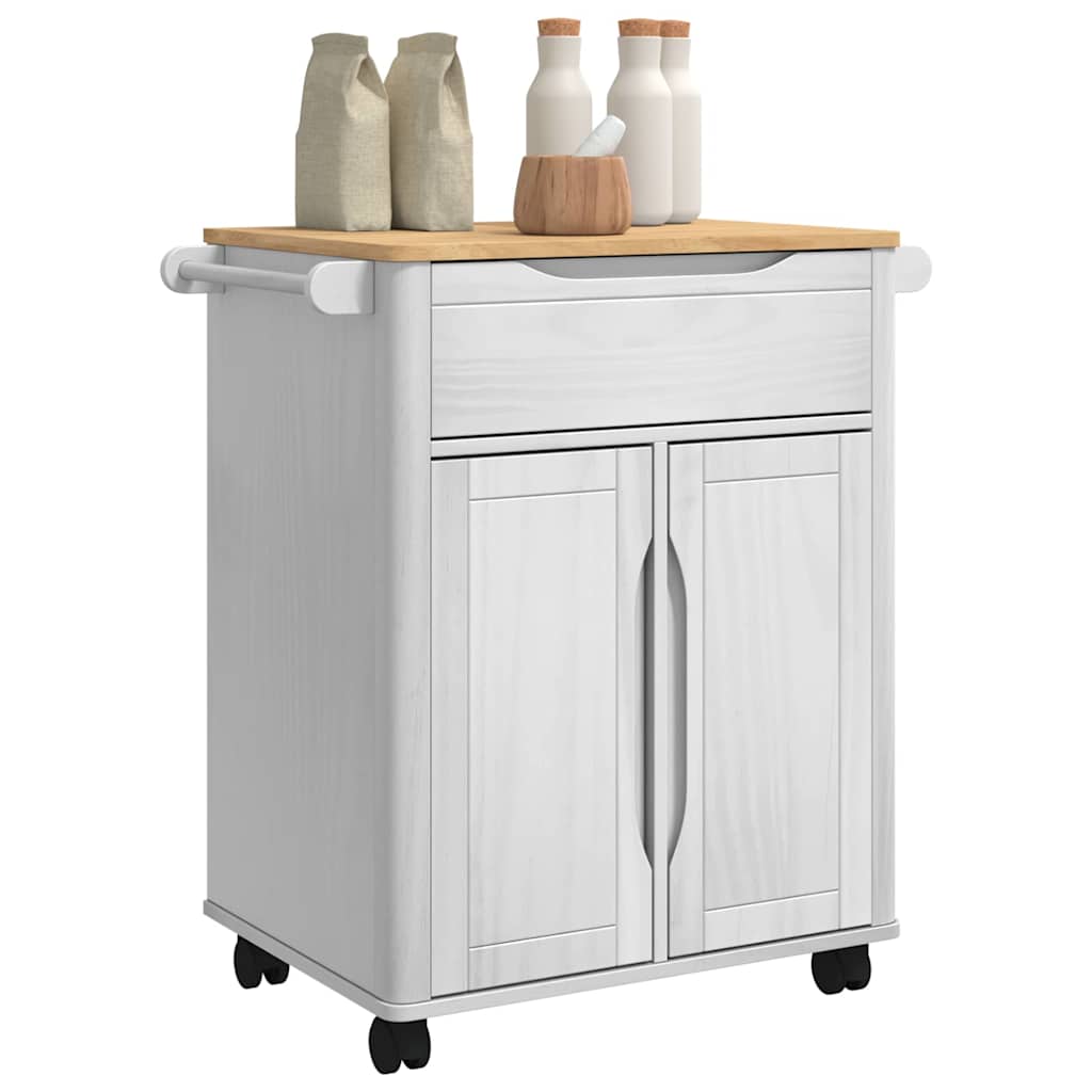 vidaXL Kitchen Trolley FLORO White 72.5 x 45 x 80 cm Solid Pine Wood