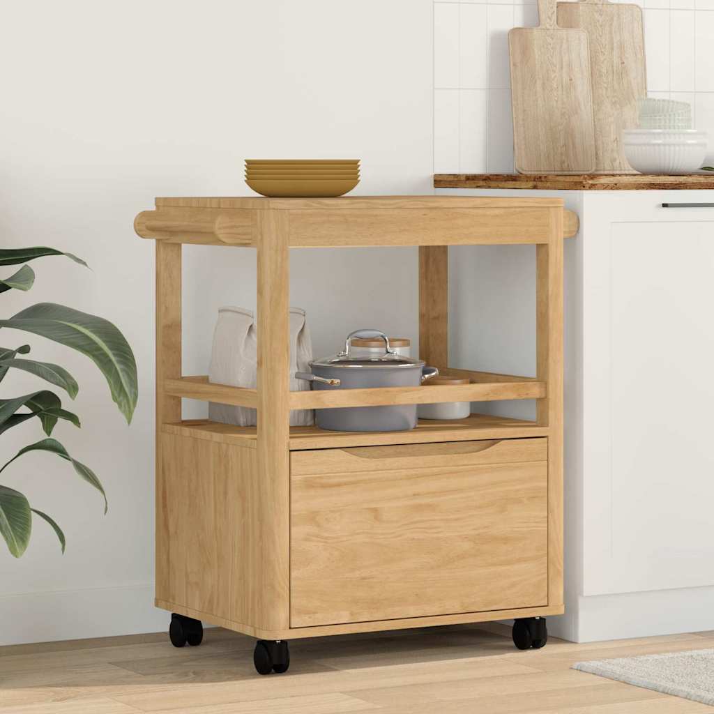 vidaXL Kitchen Trolley FLORO Wax Brown 72.5 x 45 x 80 cm