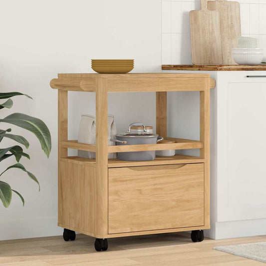vidaXL Kitchen Trolley FLORO Wax Brown 72.5 x 45 x 80 cm