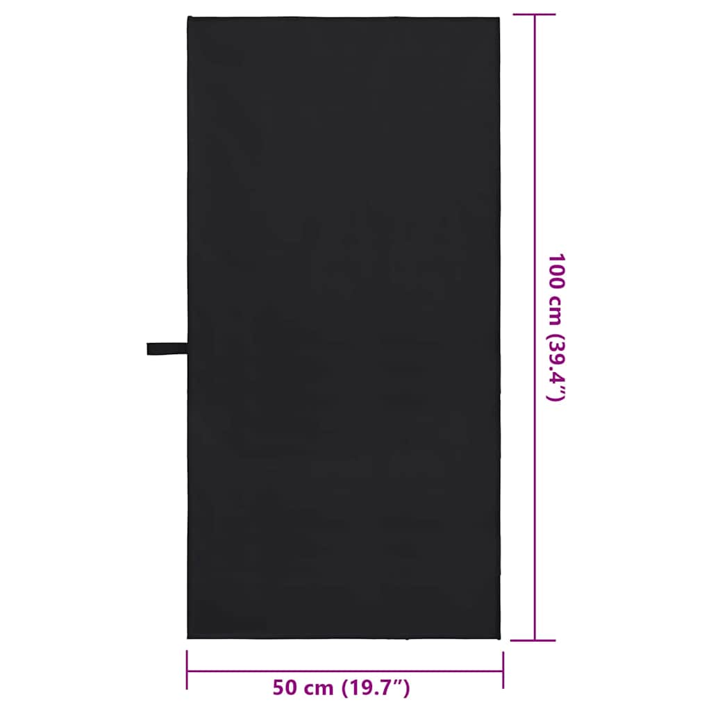 vidaXL Sports Towels 2 pcs Black 100 x 50 cm Polyester and polyamide