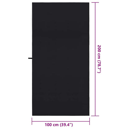vidaXL Sports Towels 2 pcs Black 200 x 100 cm Polyester and polyamide