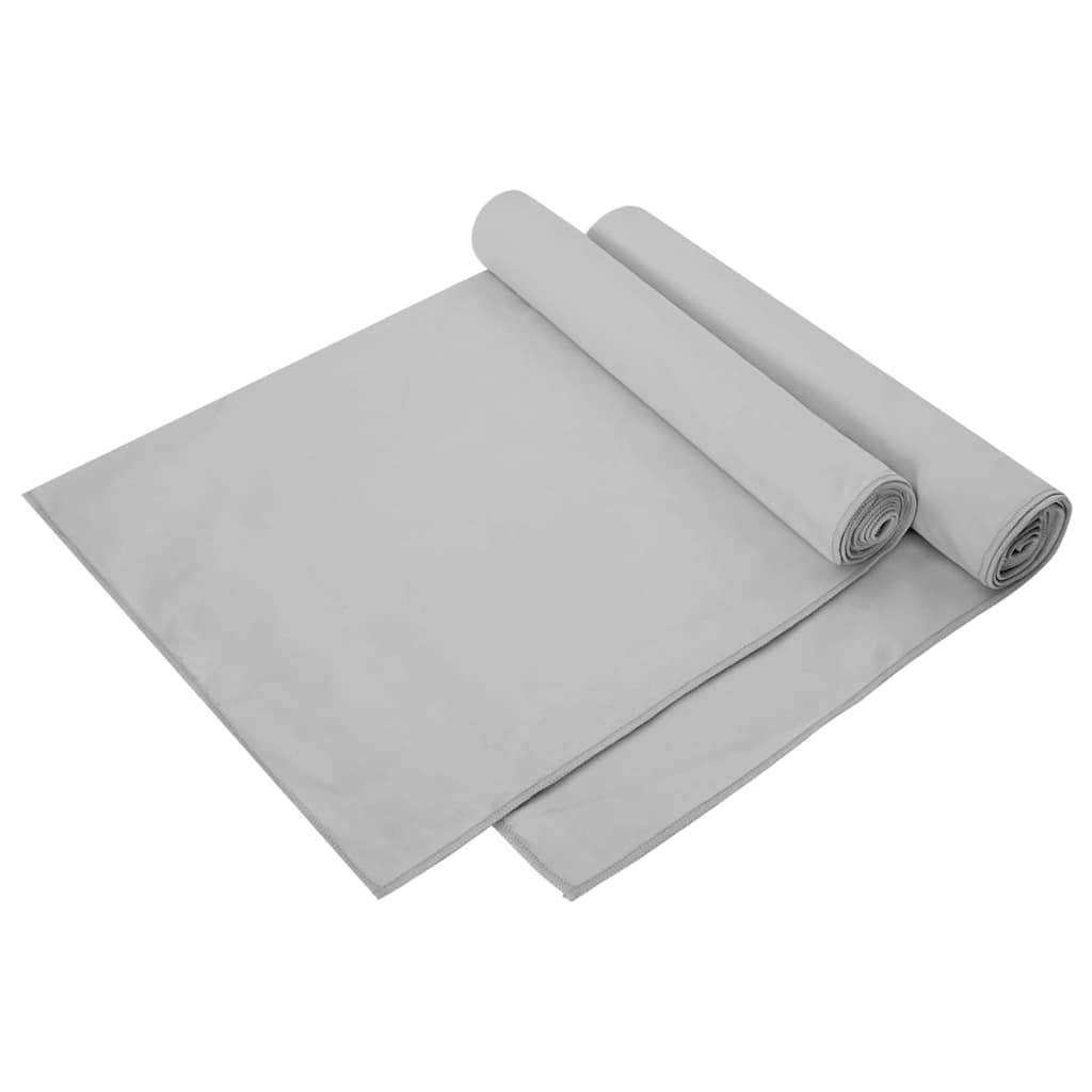 vidaXL Sports Towels 2 pcs Grey 140 x 70 cm Polyester and polyamide