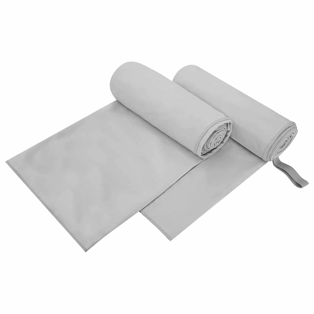vidaXL Sports Towels 2 pcs Grey 200 x 100 cm Polyester and polyamide