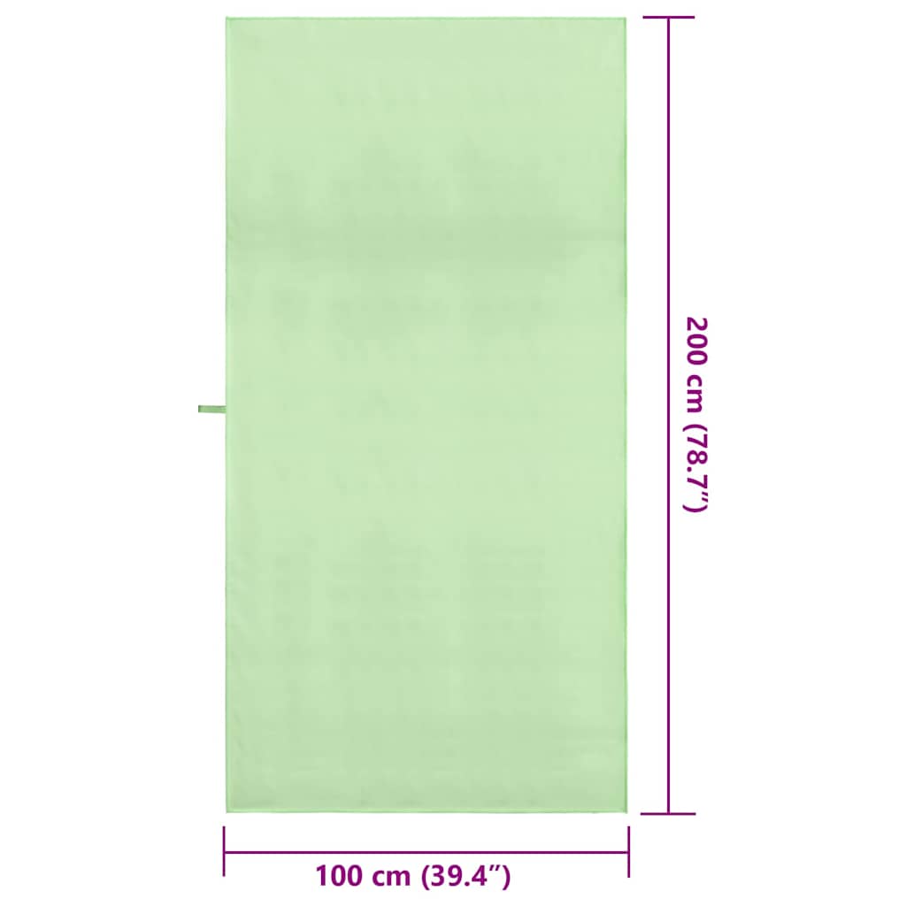 vidaXL Sports Towels 2 pcs Green 200 x 100 cm Polyester and polyamide