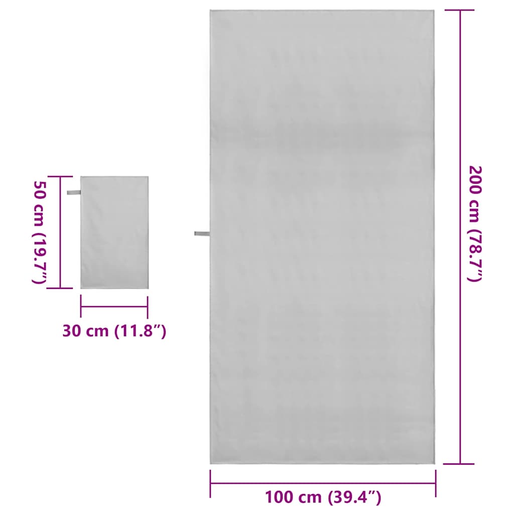 vidaXL Sports Towel Set 2 pcs Grey Fabric