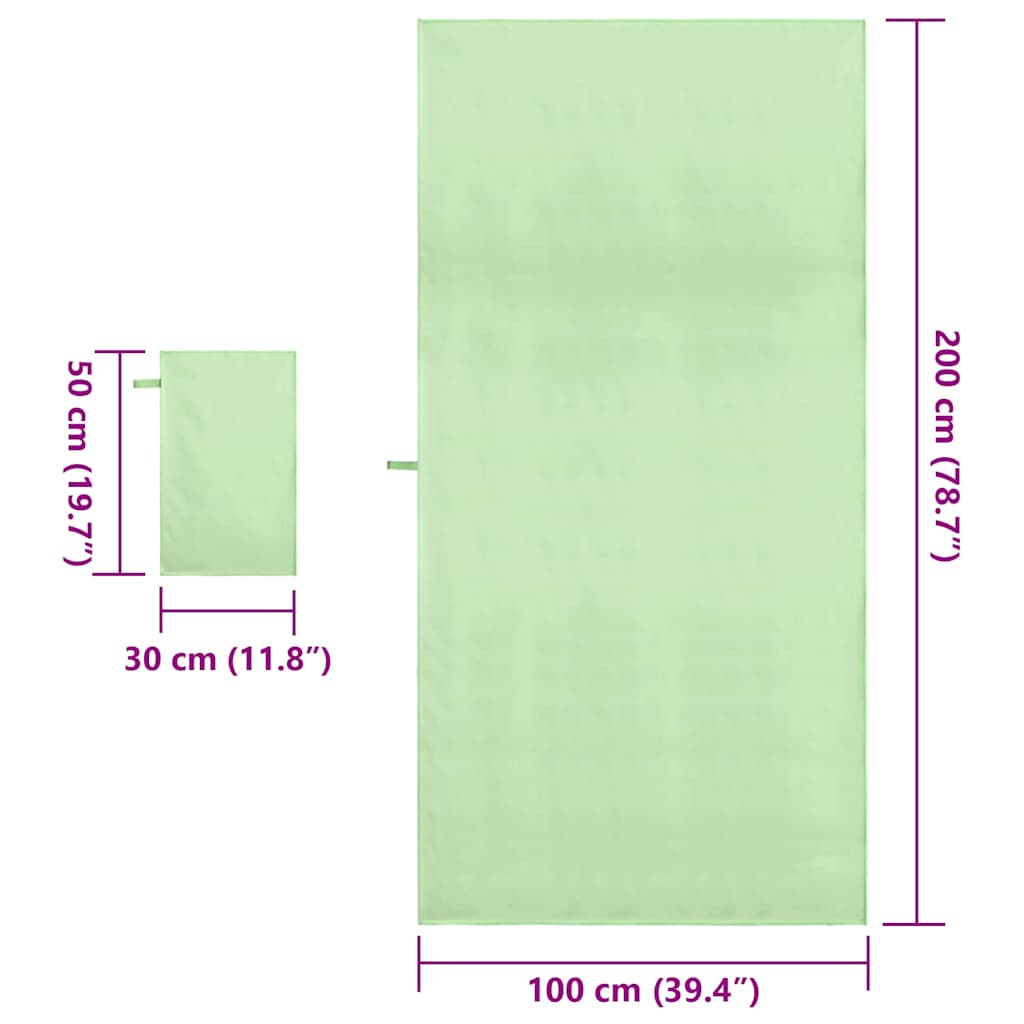 vidaXL Sports Towel Set 2 pcs Green Fabric