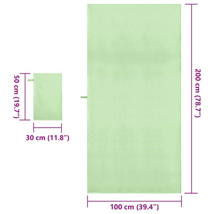 vidaXL Sports Towel Set 2 pcs Green Fabric