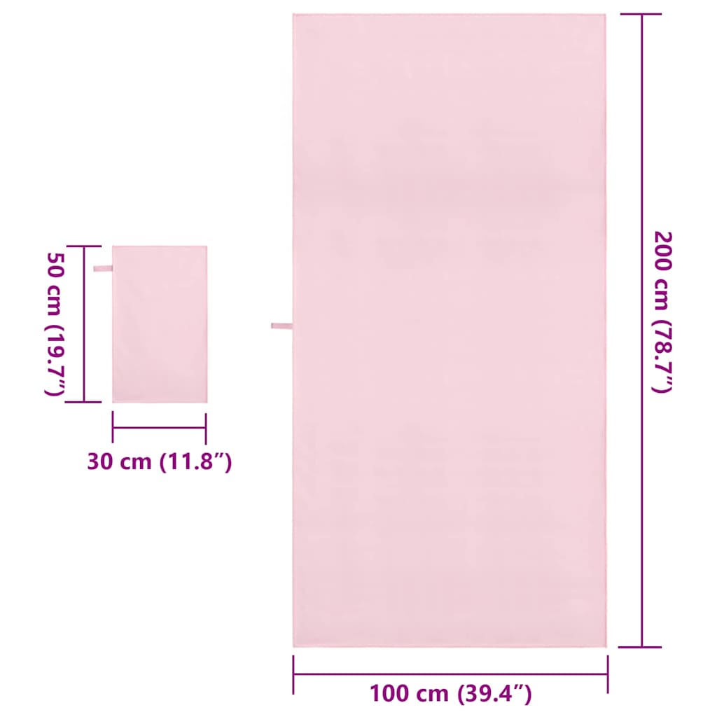 vidaXL Sports Towel Set 2 pcs Pink Fabric