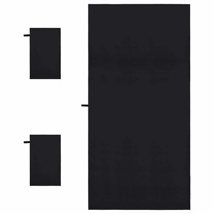 vidaXL Sports Towel Set 3 pcs Black Polyester and Polyamide