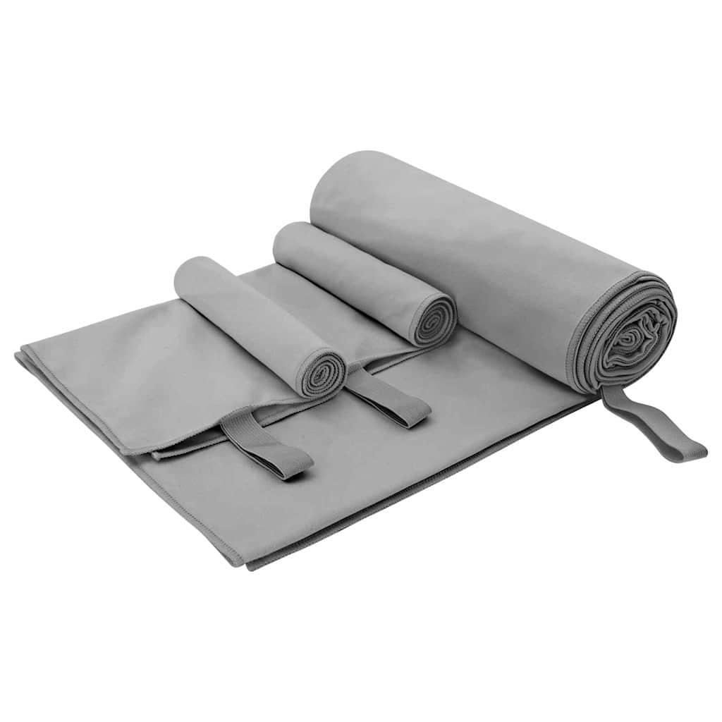 vidaXL Sports Towel Set 3 pcs Dark Grey Polyester and Polyamide