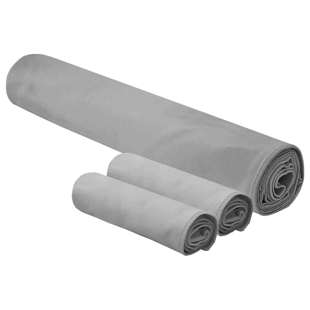 vidaXL Sports Towel Set 3 pcs Dark Grey Polyester and Polyamide