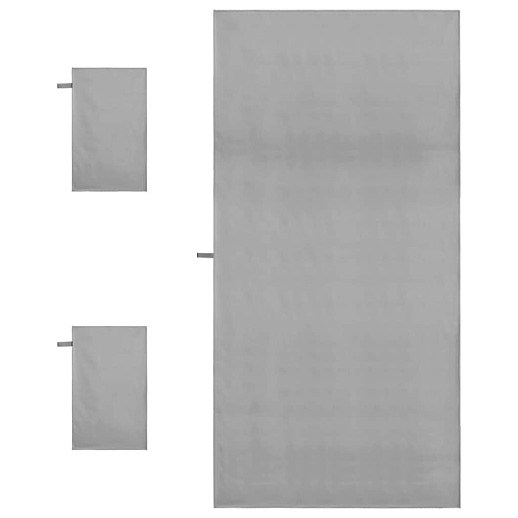 vidaXL Sports Towel Set 3 pcs Dark Grey Polyester and Polyamide