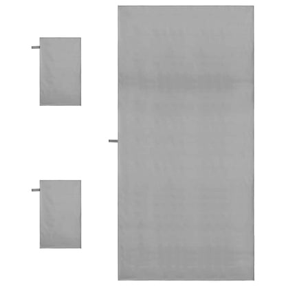 vidaXL Sports Towel Set 3 pcs Dark Grey Polyester and Polyamide