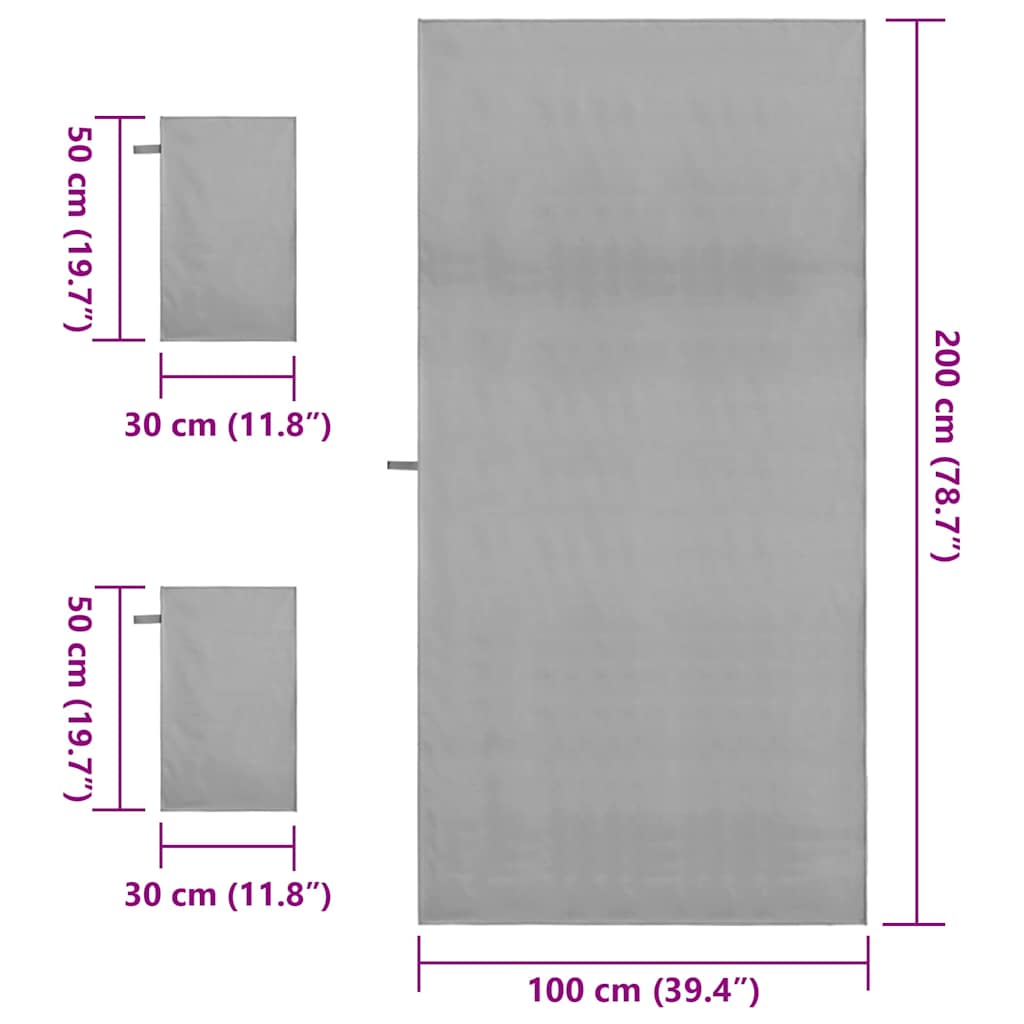 vidaXL Sports Towel Set 3 pcs Dark Grey Polyester and Polyamide