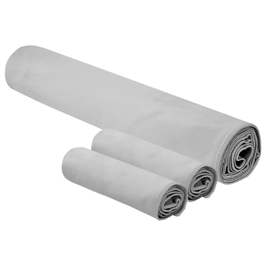 vidaXL Sports Towel Set 3 pcs Grey Polyester and Polyamide