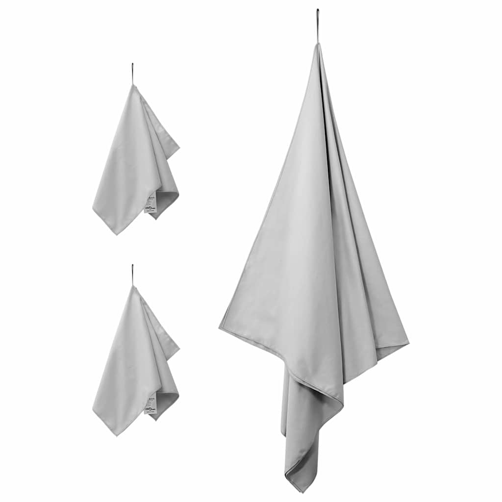 vidaXL Sports Towel Set 3 pcs Grey Polyester and Polyamide