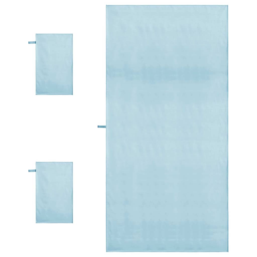 vidaXL Sports Towel Set 3 pcs Blue Polyester and Polyamide