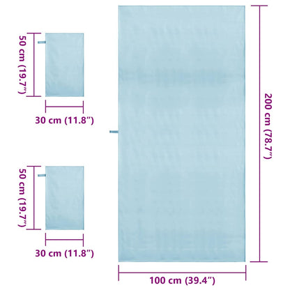 vidaXL Sports Towel Set 3 pcs Blue Polyester and Polyamide