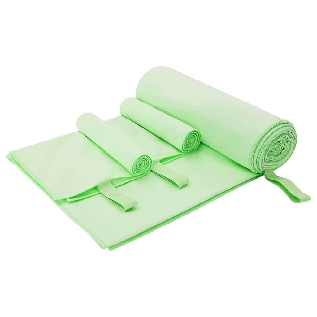 vidaXL Sports Towel Set 3 pcs Green Polyester and Polyamide