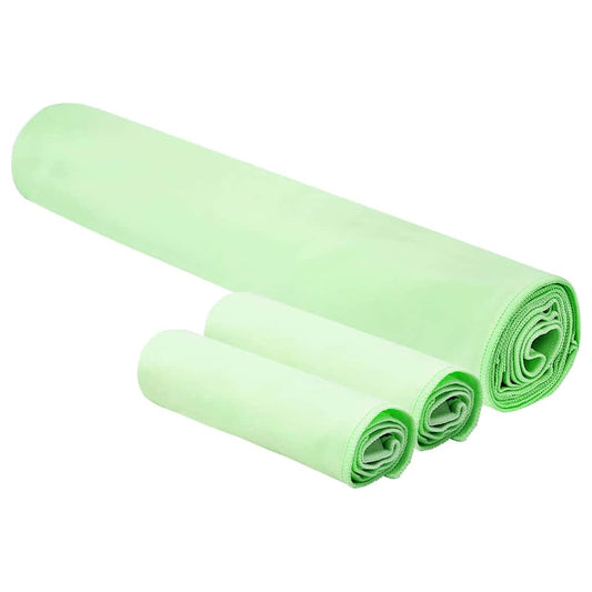 vidaXL Sports Towel Set 3 pcs Green Polyester and Polyamide