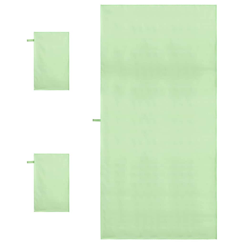vidaXL Sports Towel Set 3 pcs Green Polyester and Polyamide