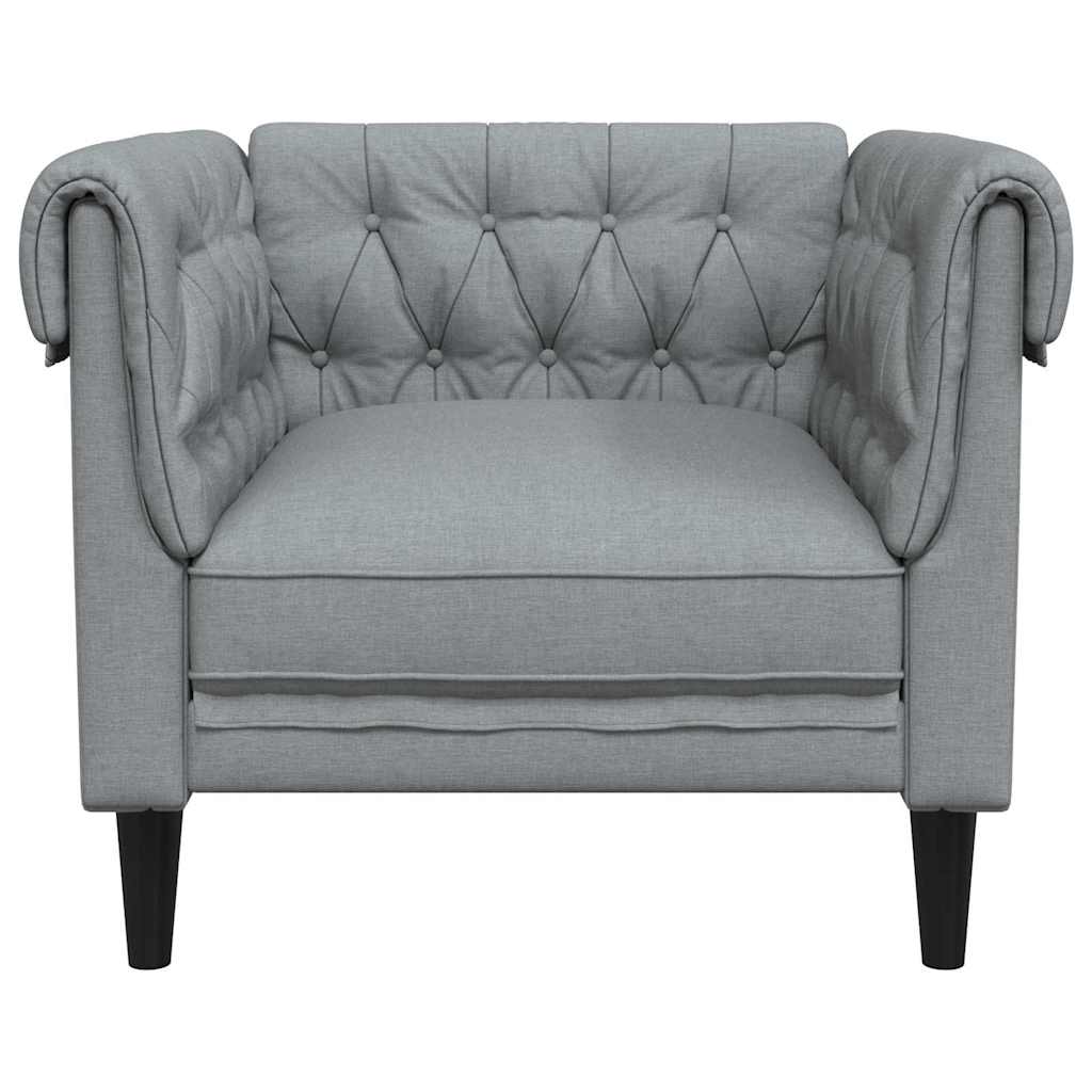 vidaXL Chesterfield Sofa Chair Light grey 78.5 x 74.5 x 74.5 cm Fabric