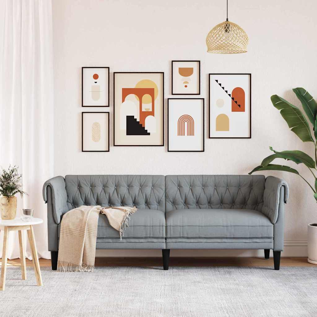 vidaXL Sofa Light Grey 201.5 x 74.5 x 74.5 cm Polyester