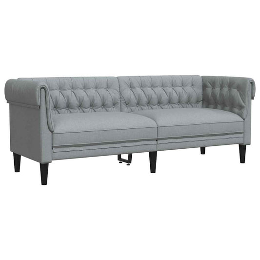 vidaXL Chesterfield Sofa Light grey 201.5 x 74.5 x 74.5 cm Fabric