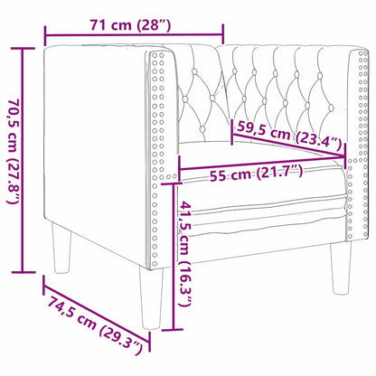 vidaXL Sofa Black 74.5 x 71 x 70.5 cm PVC