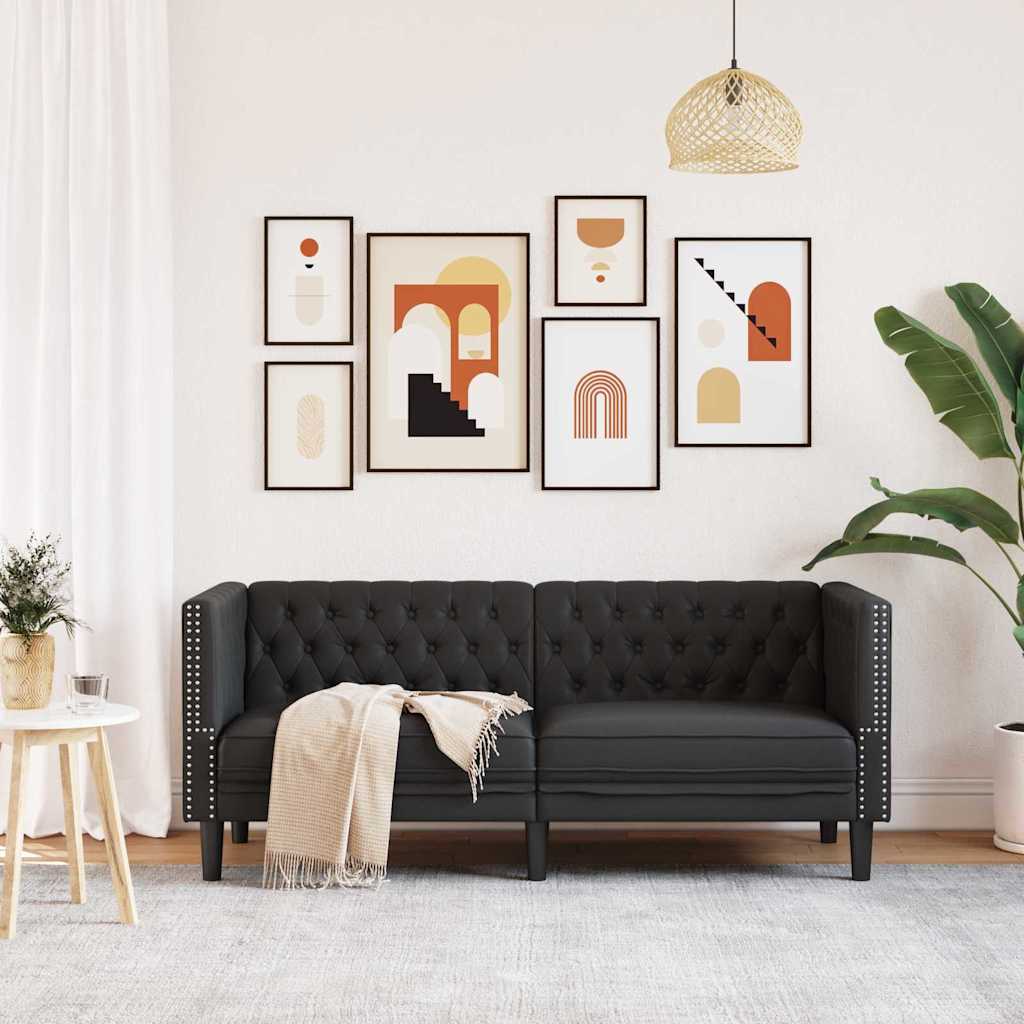 vidaXL Sofa Black 174 x 74.5 x 70.5 cm PVC