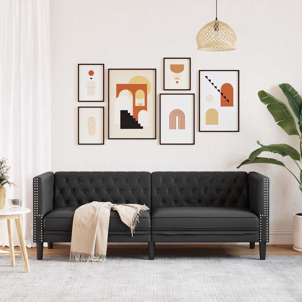 vidaXL Sofa Black 194 x 74.5 x 70.5 cm PVC