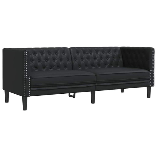 vidaXL Chesterfield Sofa Black 194 x 74.5 x 70.5 cm Faux leather