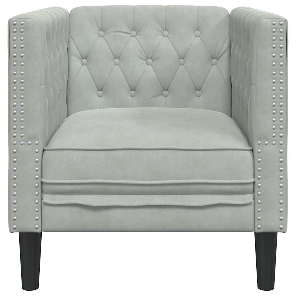 vidaXL Chesterfield Sofa Chair Light grey 71 x 74.5 x 70.5 cm Velvet